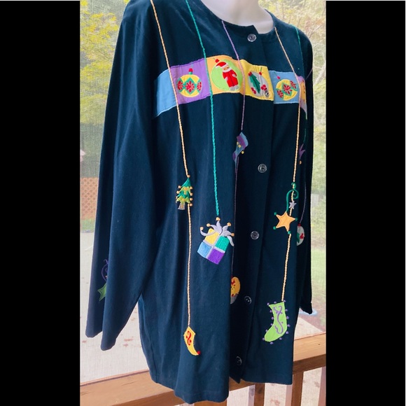 MICHAEL SIMON LITE VINTAGE CHRISTMAS CARDIGAN XL excellent - Picture 3 of 5